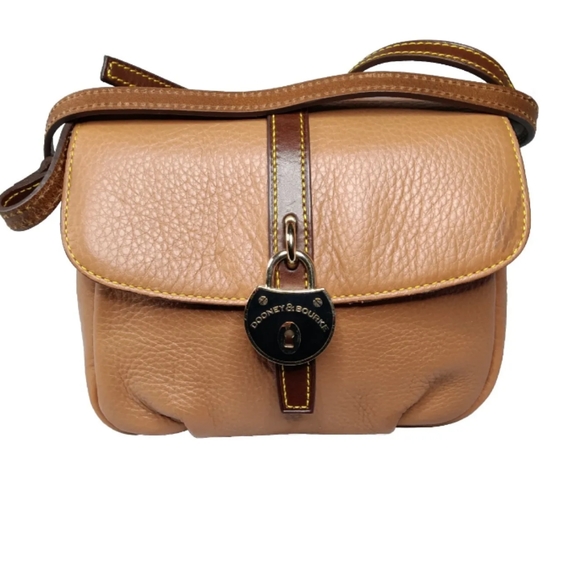 Dooney & Bourke Samba Pebbled Leather Flap Crossbody Bag Brown Small Retail $238